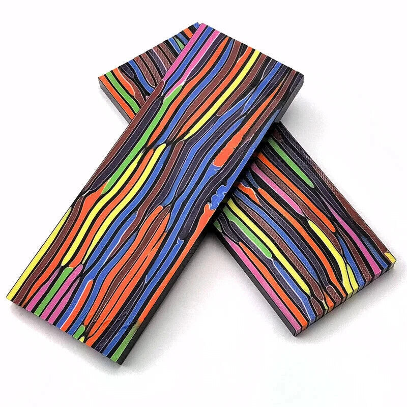 2 PCS Rainbow G10 Composite Knife Handle Scales Blanks Damascus Pattern DIY EDC 07FC0E-D4 - KOEEK
