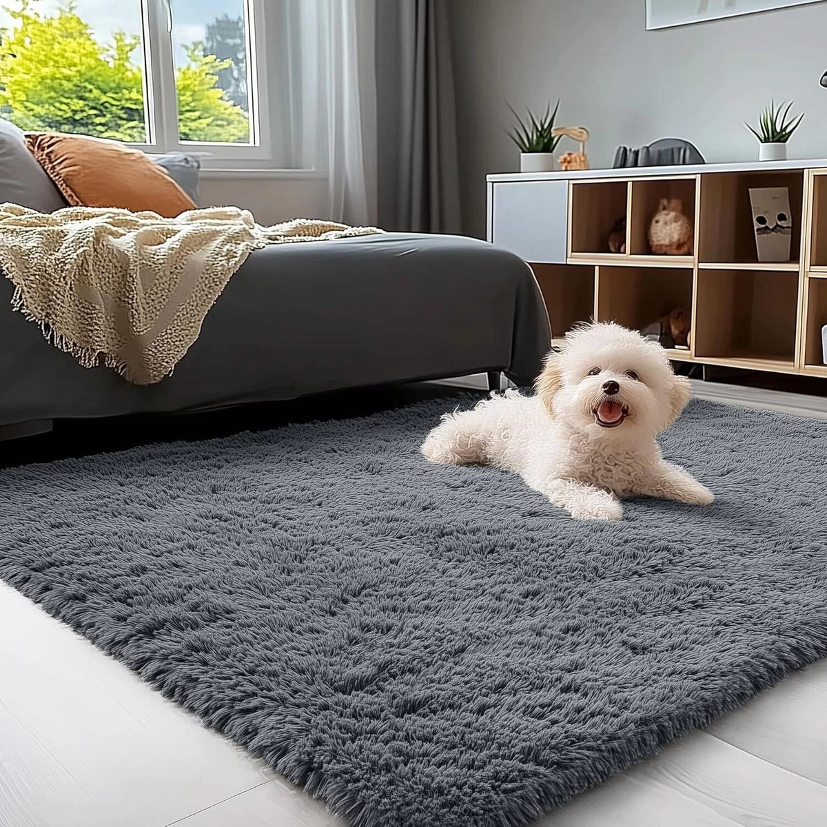 Area Rugs for Living Room Bedroom,Machine Washable 4x5.9 Feet Soft Fluffy Shaggy 07FC0E-D4 - KOEEK