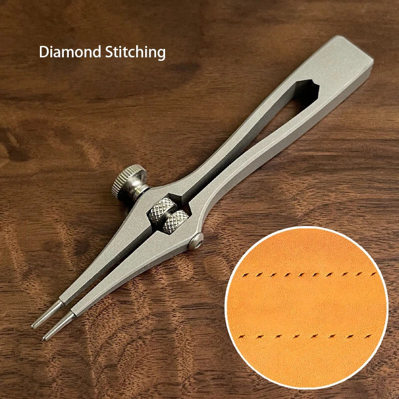 Spacing Adjustable Leather Craft Pricking Irons Stitching Lacing Punching Chisel 07FC0E-D4 - KOEEK