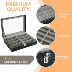 new MYFULLY 8 Slot Eyeglass Sunglass Storage Box | PU Leather Multi Medium, Black MYFULLY - KOEEK