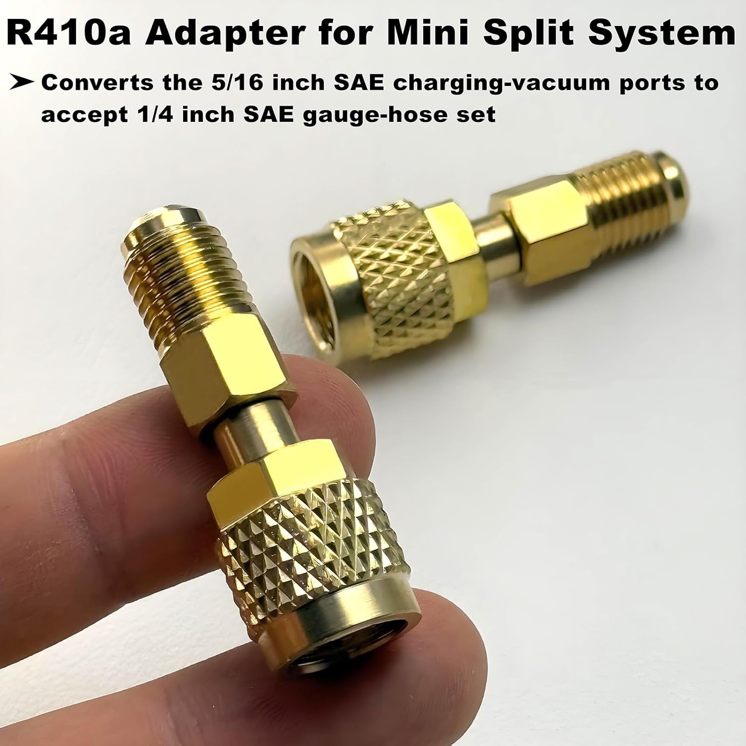 new R410a Adapter for Mini Split 2 Straight + 2 Angled +2 Tank Adapters, Brass