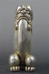 Chinese Tibet Silver Carved Guard Foo Dogs Lion statues Antique Ornaments 07FC0E-D4 - KOEEK