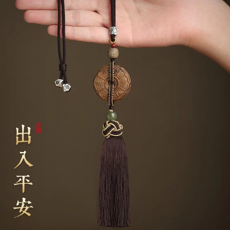 Golden Phoebe Peace Buckle Car Hanging Wooden Ornament Rearview Mirror Decor 07FC0E-D4 - KOEEK