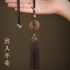 Golden Phoebe Peace Buckle Car Hanging Wooden Ornament Rearview Mirror Decor 07FC0E-D4 - KOEEK