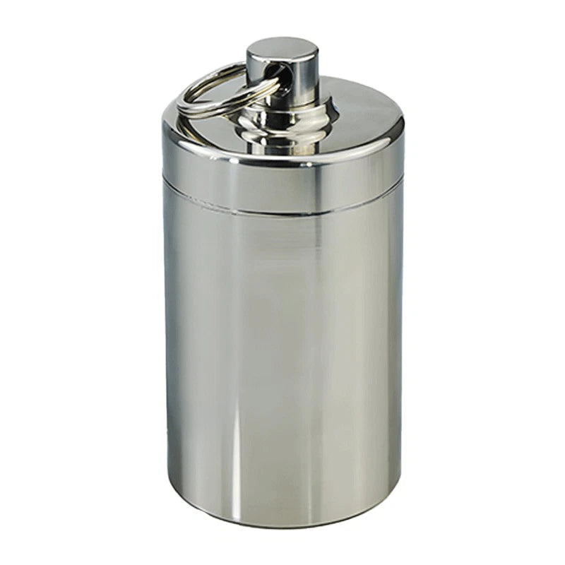 Stainless Steel Waterproof Tank EDC Survival Seal Container Pill Box Keychain 07FC0E-D4 - KOEEK