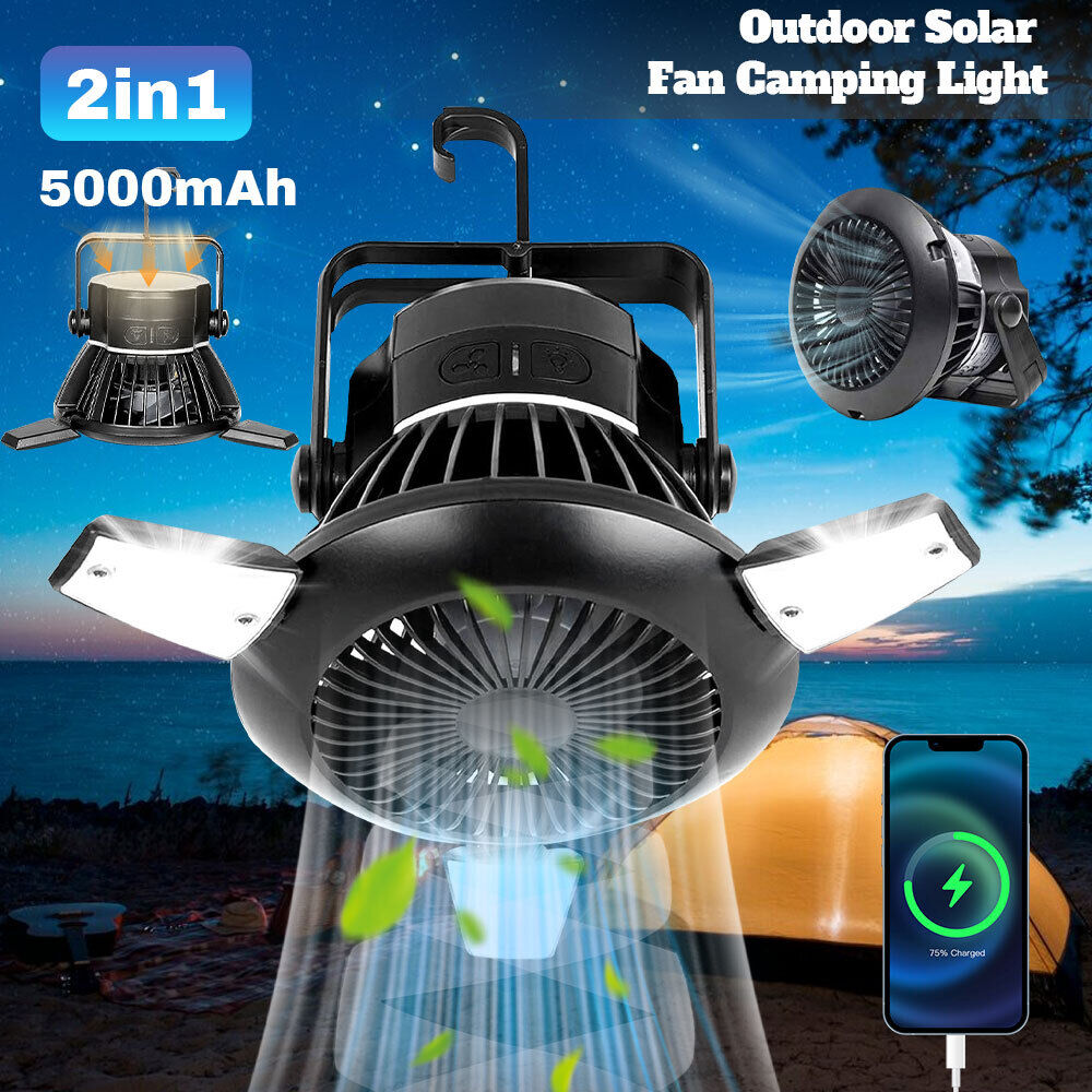 ny Ventilador De Aire Frio Portatil USB genopladelig Abanico Piso Con Luz LED Outdoor