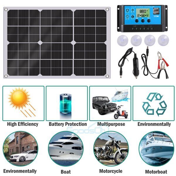 ny 800W Watt Mono Solcellepanel 12V Lading Off-Grid Batteristrøm RV Home Boat Camp