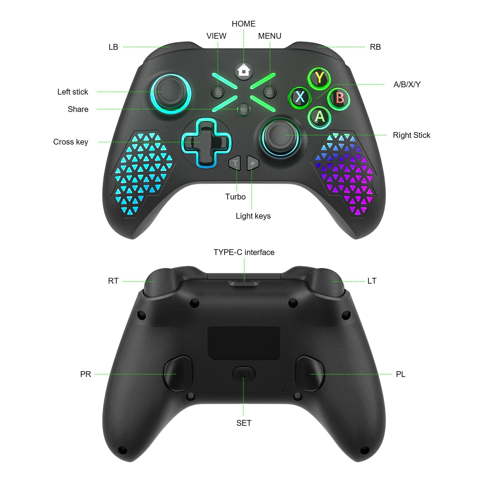 Wireless RGB Light Controller For Xbox Series X|S Xbox One, PC Christmas Gift 07FC0E-D4 - KOEEK