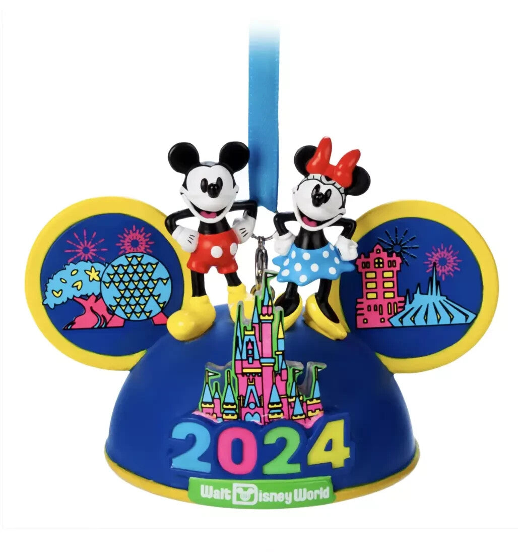 2024 Walt Disney World Mickey Minnie Light Up Ear Hat Christmas Tree Ornament DISNEY - KOEEK