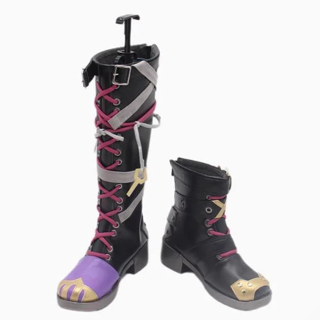 Arcane LOL League of Legends Jinx Cosplay Long Boots Zipper Flat Shoes Cosplay 07FC0E-D4 - KOEEK