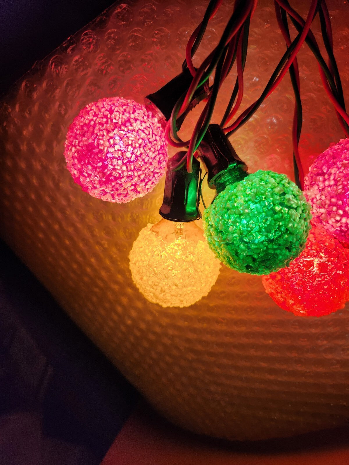 6 Vintage Ice Frosted Sugar Snowball Christmas Round Light Bulbs C7 USA Tested 07FC0E-D4 - KOEEK