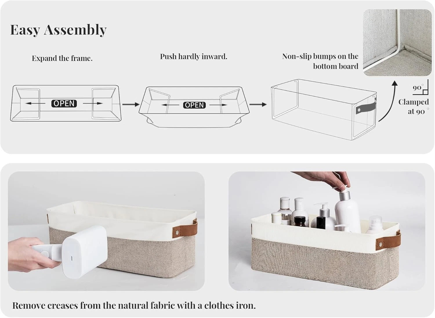 Narrow storage box, small storage basket, long storage basket with handle 07FC0E-D4 - KOEEK