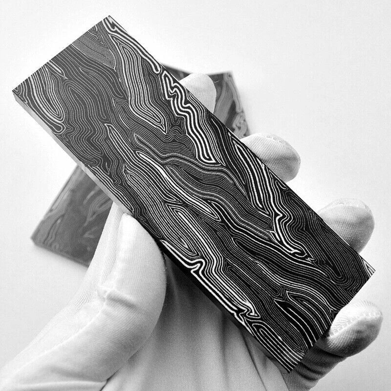 2 Pcs Knife Handle Glass Fiber G10 Damascus Pattern Scales Blanks 130x42x8mm EDC 07FC0E-D4 - KOEEK