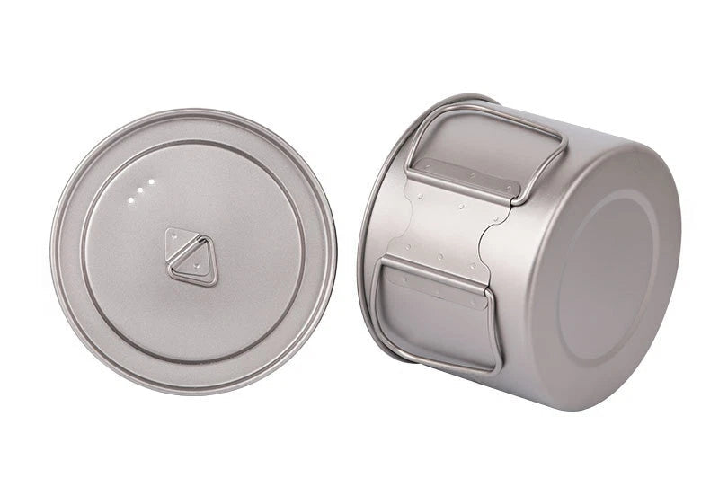 Titanium Hanging Pan Folding Short Handle Camping Single Pot Light 900ml 07FC0E-D4 - KOEEK