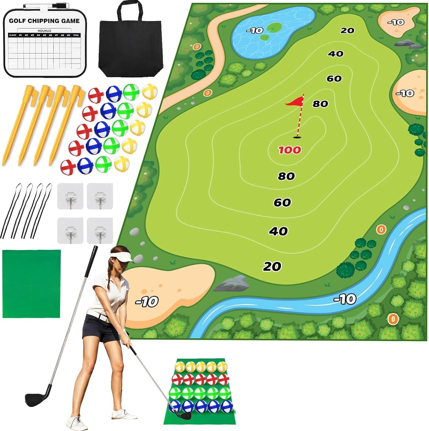 new Battle Golf Game Chipping Mat - 37pcs Sticky Pro Games Medium, Verde 07FC0E-D4 - KOEEK