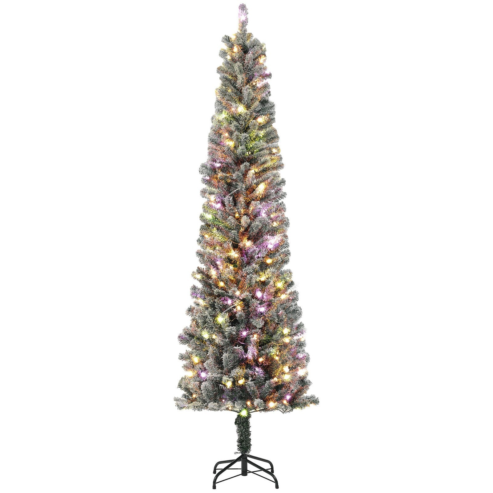 HOMCOM 7.5 ft Pencil Christmas Tree, Pre-Lit Xmas Tree w/ Dual Color Lights HOMCOM - KOEEK