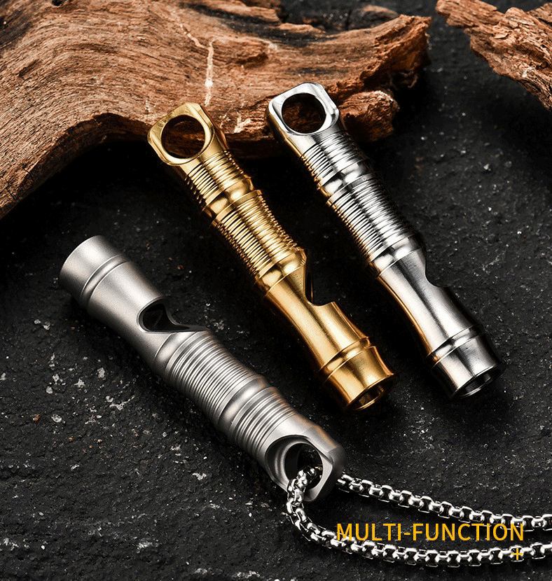 Mini Titanium Alloy Whistle Necklace Lanyard DIY EDC Survival Key chain EDC Tool 07FC0E-D4 - KOEEK