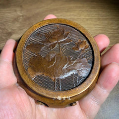 8cm Chinese Retro Copper Base Tea Saucer  Handicraft Desktop Ornament 07FC0E-D4 - KOEEK