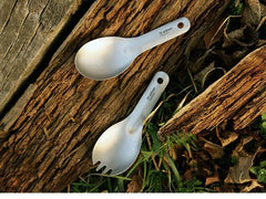 Titanium Spoon Spork Portable Ultralight Short Handle Camping Outdoor Tableware 07FC0E-D4 - KOEEK