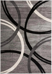 Modern Wave Round Design Area Rug 5'3“ x 7'3” Gray 07FC0E-D4 - KOEEK