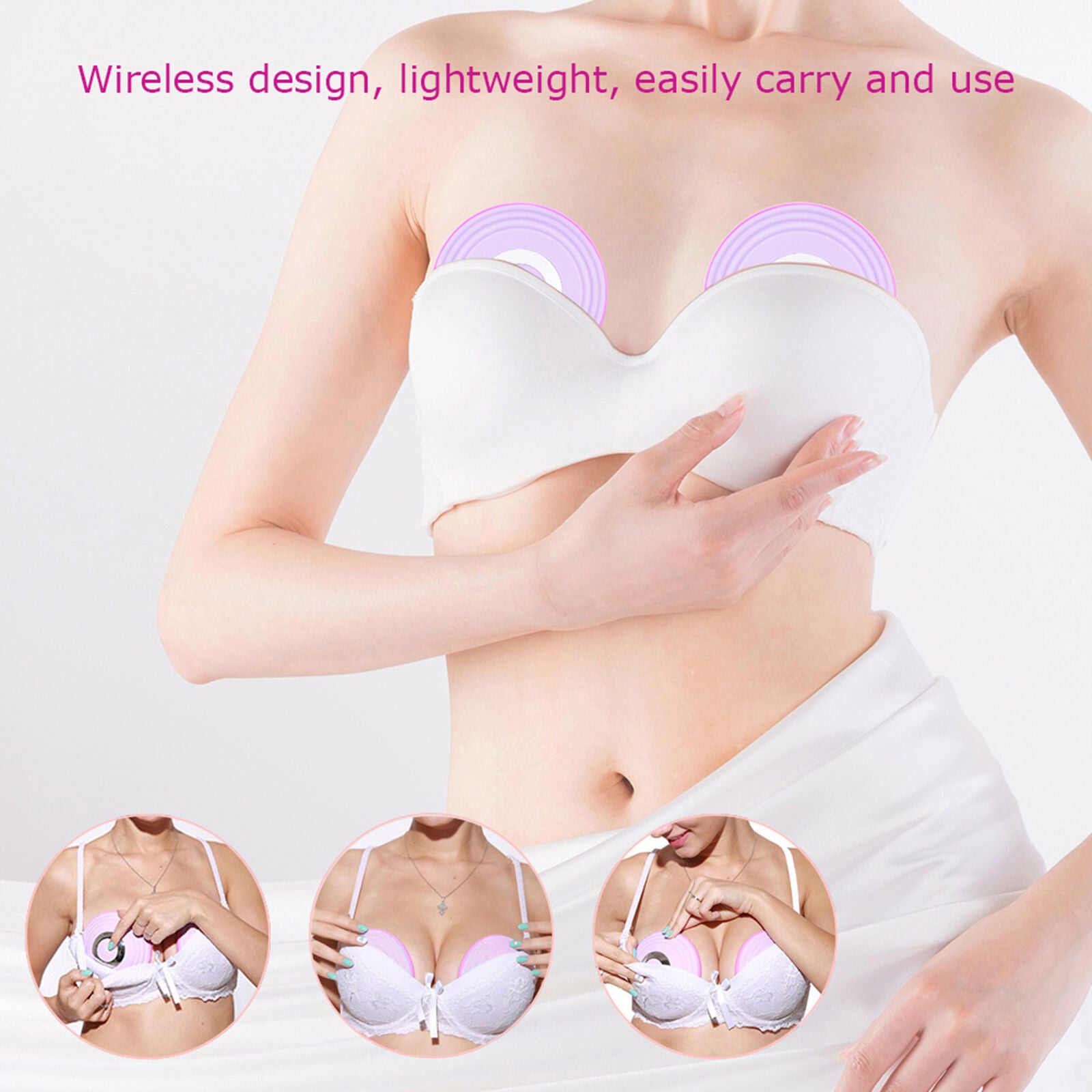 new USB Wireless Woman Breast Massager Bust Lift Massage Stimulator Purple HGF koeek - KOEEK