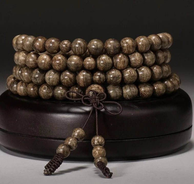 Natural Vietnam Agarwood Prayer 108 Beads Bless Bracelet Man Woman Accessories 07FC0E-D4 - KOEEK