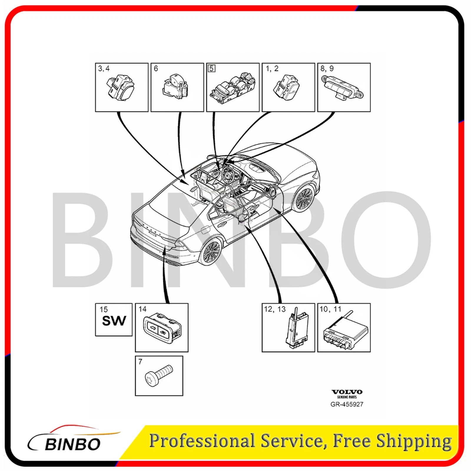 Power Window Glasses Regulator Switch 31433407 Fit For Volvo XC90 XC60 V90 T5 07FC0E-D4 - KOEEK