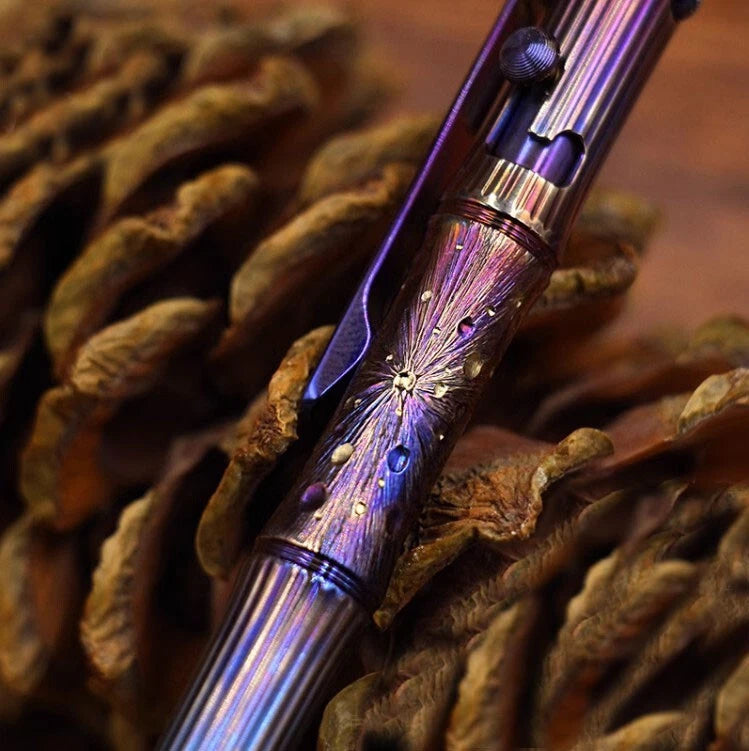 EDC Titanium Alloy Meteorite Pattern Pocket Ballpoint Pen Spinner Toy 5 Refills 07FC0E-D4 - KOEEK