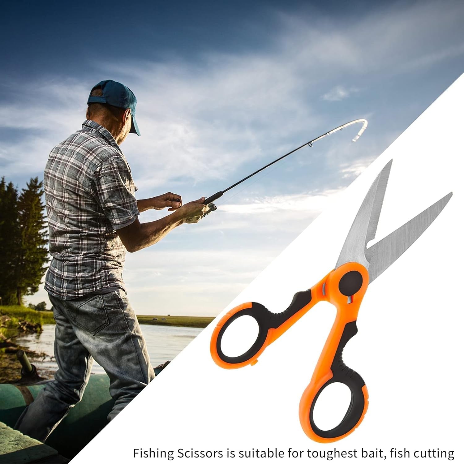 new Honoson 2 Pcs Fishing Scissors Braided Line Cutters Heavy Duty Orange