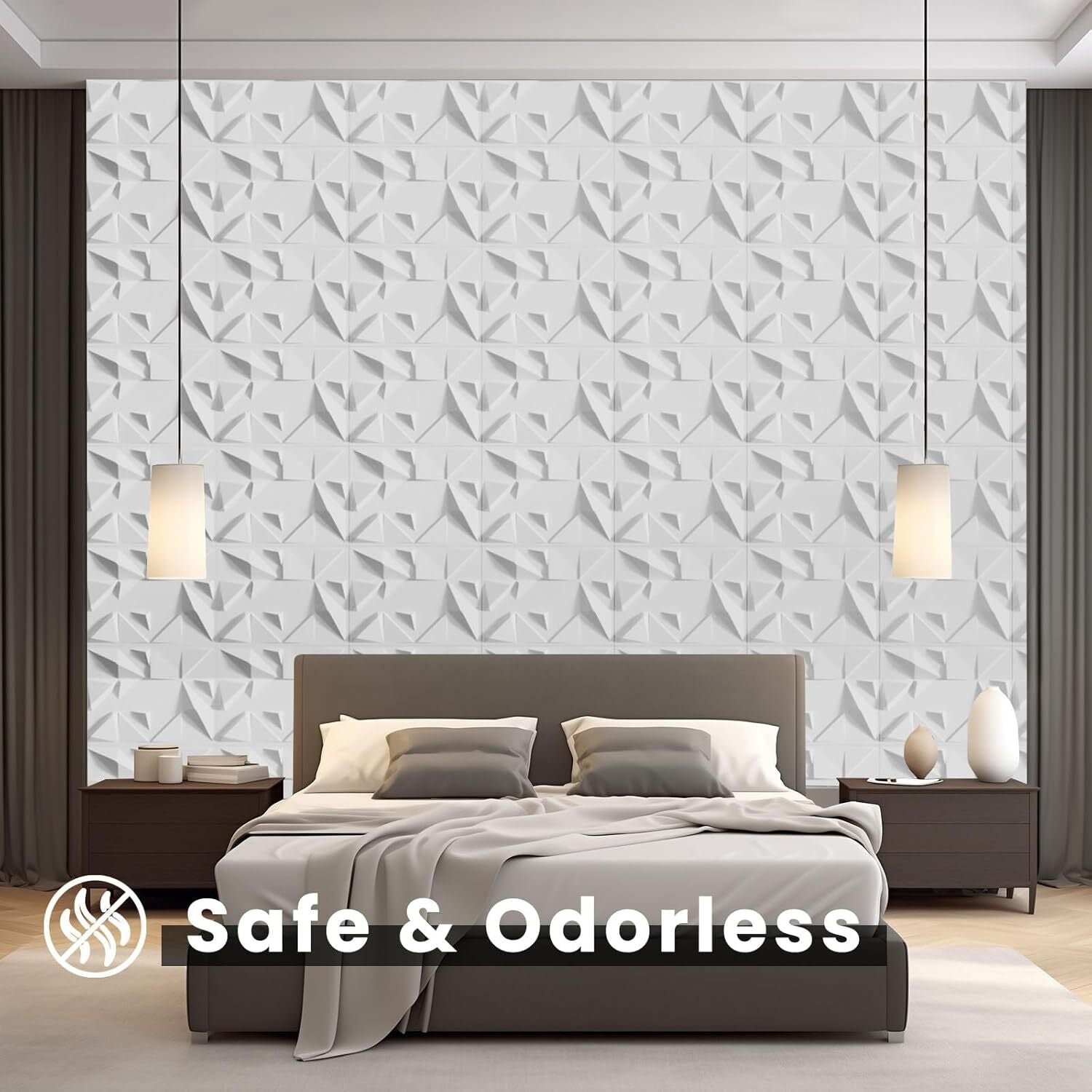 new 24PC 3D Wall Panels, 15.7"x11.8" Modern Geometric 24PC(31 sq.ft), White 07FC0E-D4 - KOEEK