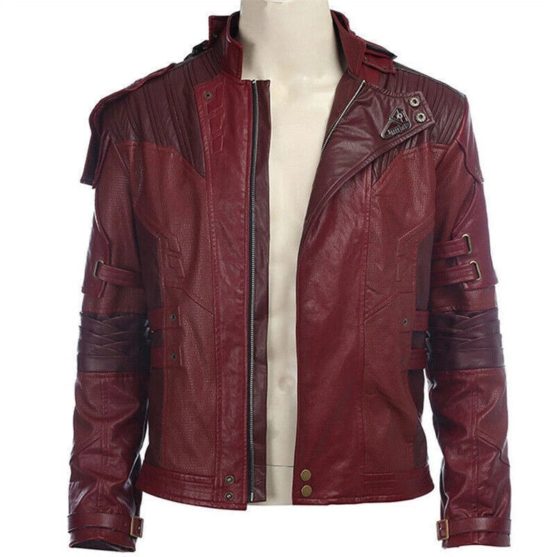Guardians of the Galaxy 2 Star Lord Peter Quill Red PU Jacket Cosplay Costume 07FC0E-D4 - KOEEK