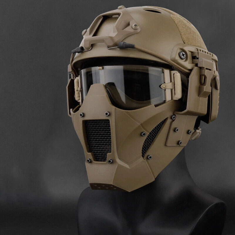Tactical Airsoft FAST Helmet W/ Mask Goggle Paintball Protective Hunting Helmet 07FC0E-D4 - KOEEK