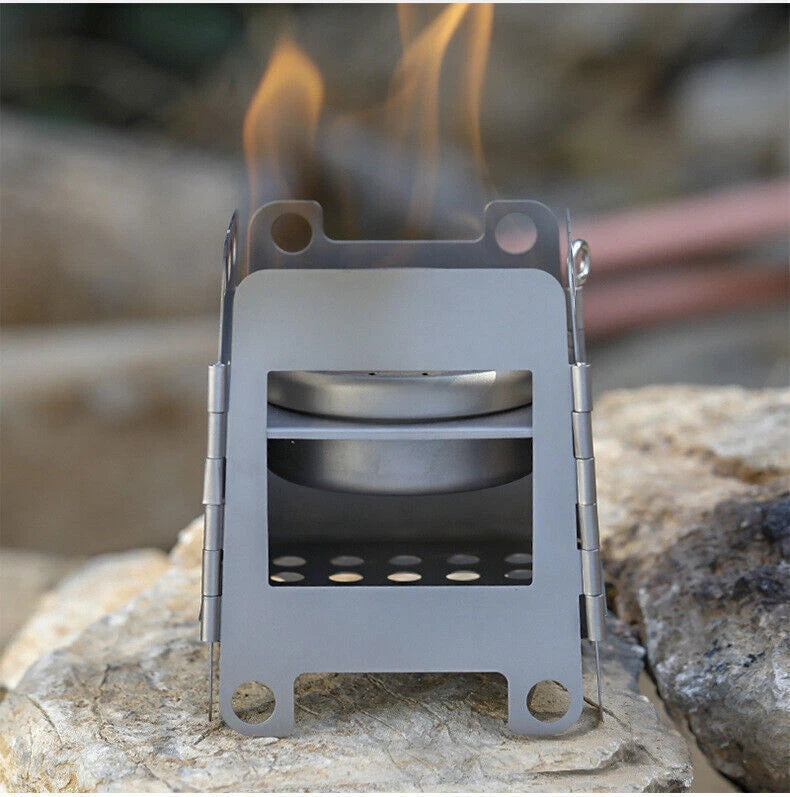 Portable Camping Titanium Stove Lightweight Folding Wood Burning Stove Camping 07FC0E-D4 - KOEEK