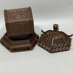 Chinese Brass Incense Burner Pagoda Style Hollow Design Antique Home Decor 07FC0E-D4 - KOEEK