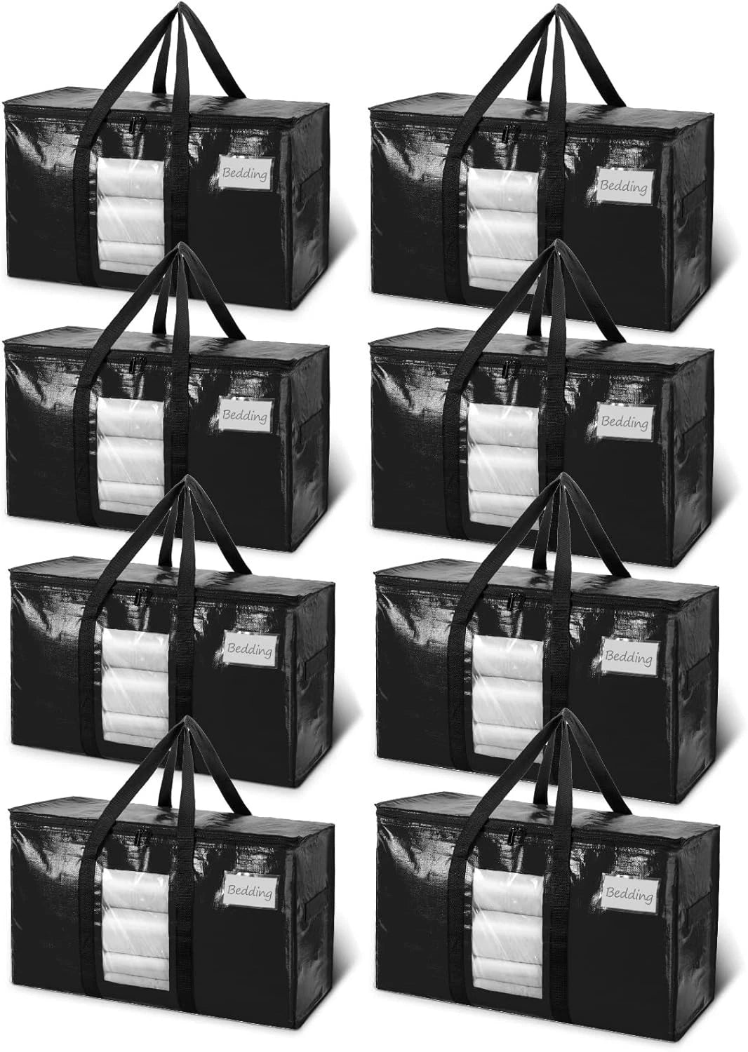 Extra-large moving bags, set of 8 black heavy-duty storage bags 07FC0E-D4 - KOEEK
