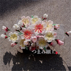 Handmade Japanese Kimono Sakura Silk Comb Hanfu Headwear Pink Hairpin Hair 07FC0E-D4 - KOEEK