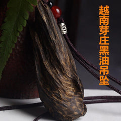 Vietnam Agarwood Pendant Natural Black Ky Nam Old Wood Carved Necklace 07FC0E-D4 - KOEEK