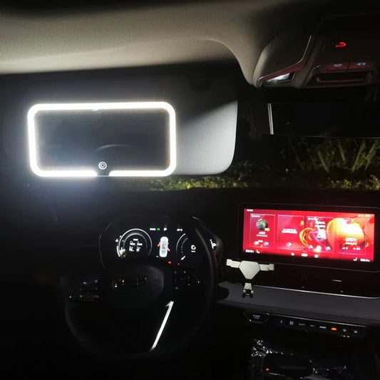 new Car Sun Visor Vanity Mirror 60LEDs Light Makeup Mirror with 3 Modes Rechargeable koeek - KOEEK