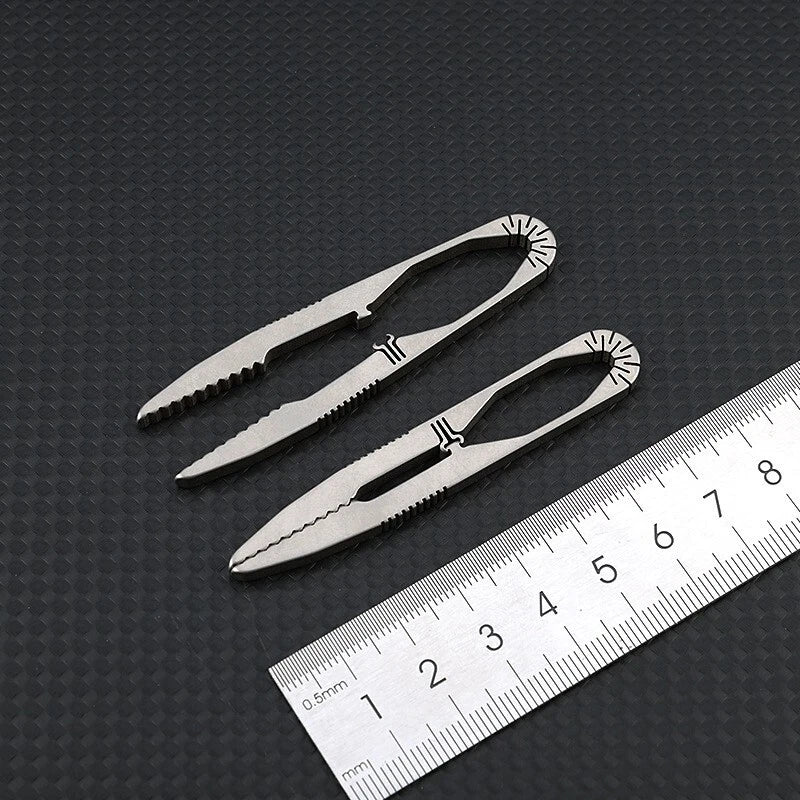 Titanium Snap Tweezers Flat Head Clip Portable Outdoor Keychain Small EDC Tool 07FC0E-D4 - KOEEK