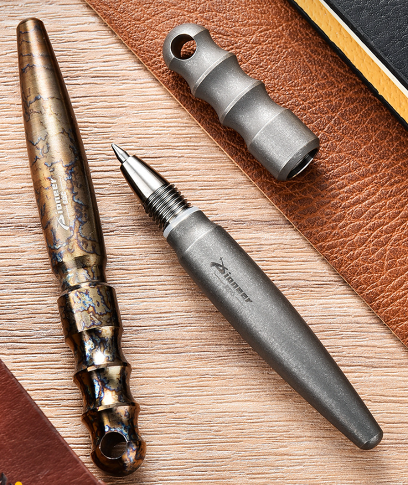 EDC Titanium Alloy Keychain Pen Ballpoint Pen Outdoor Camping Signature Gel Pen 07FC0E-D4 - KOEEK