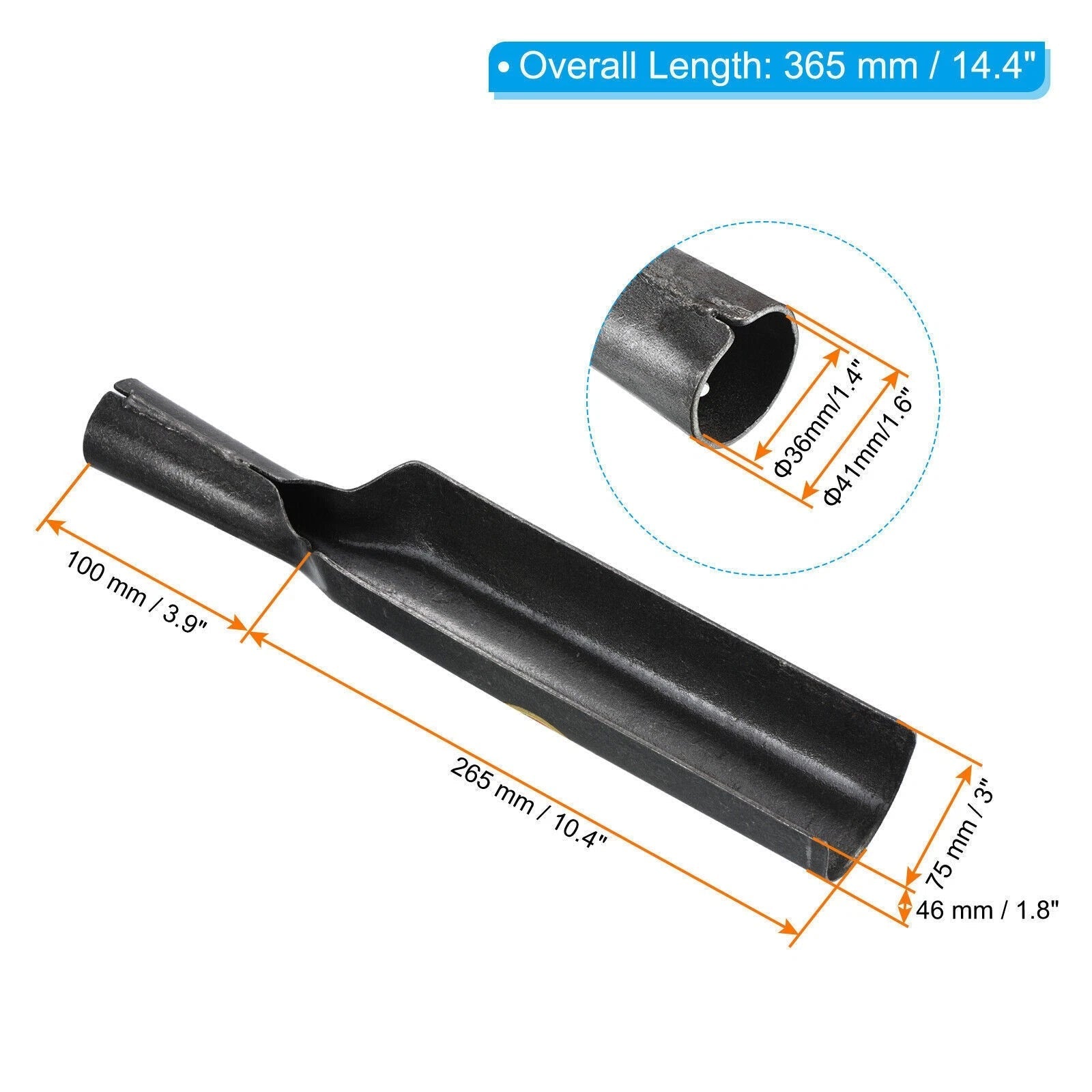 14" Transplanting Shovel Long Narrow Blade Drain Spade Digging Shovel Black 07FC0E-D4 - KOEEK