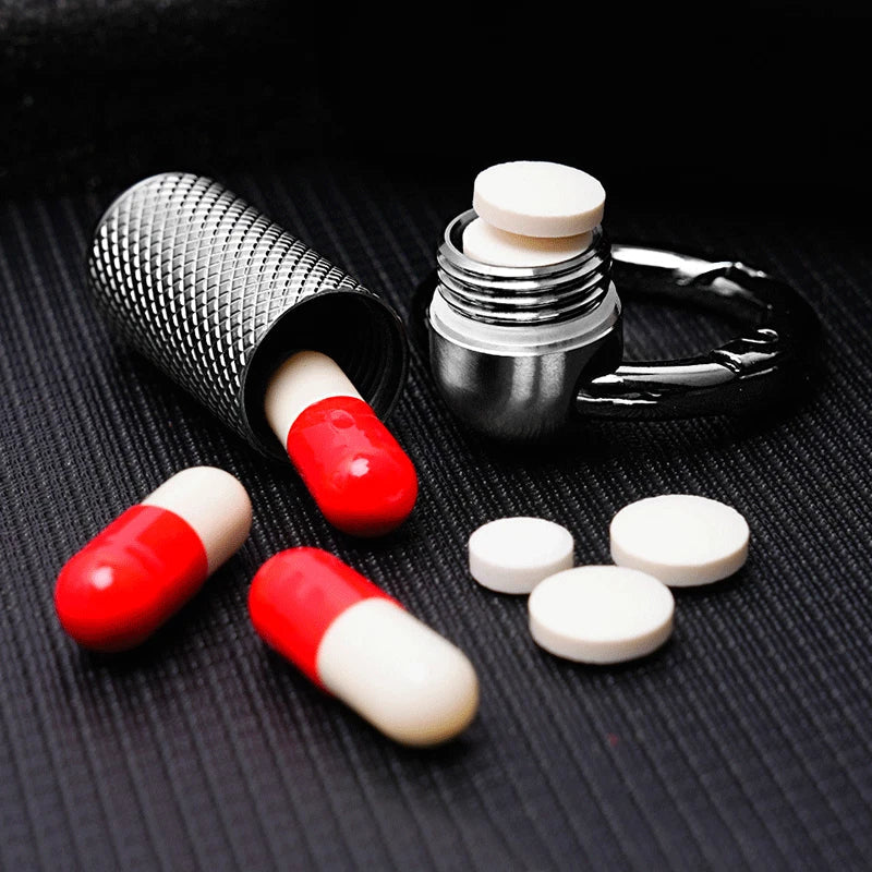 Outdoor EDC Titanium Alloy Waterproof Pill Storage Box Travel Survival Container 07FC0E-D4 - KOEEK