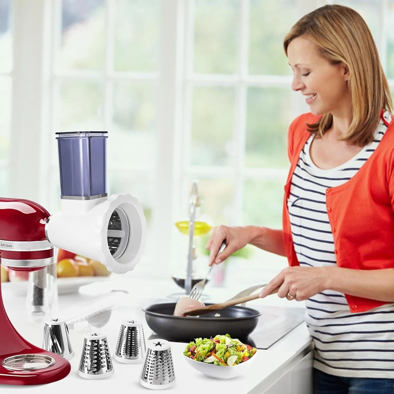 KitchenAid Stand Mixer, Food Slicer, Vegetable Chopper with 4 Blades 07FC0E-D4 - KOEEK