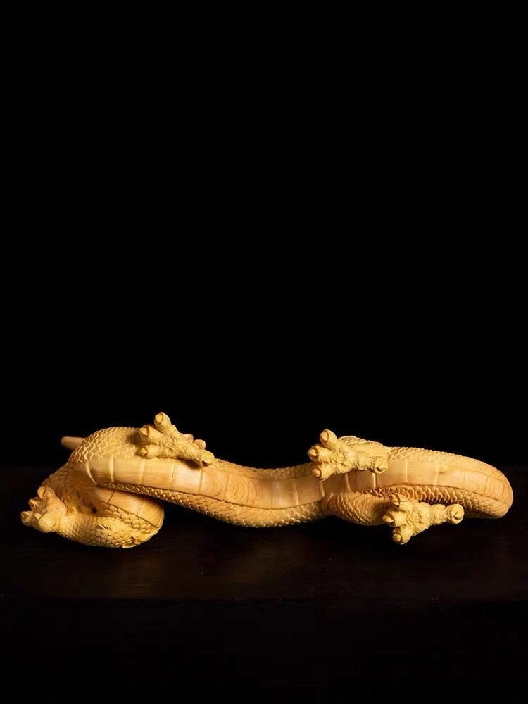 10cm Boxwood Zodiac Dragon Wood Carving Chinese Style Desk Decor 07FC0E-D4 - KOEEK