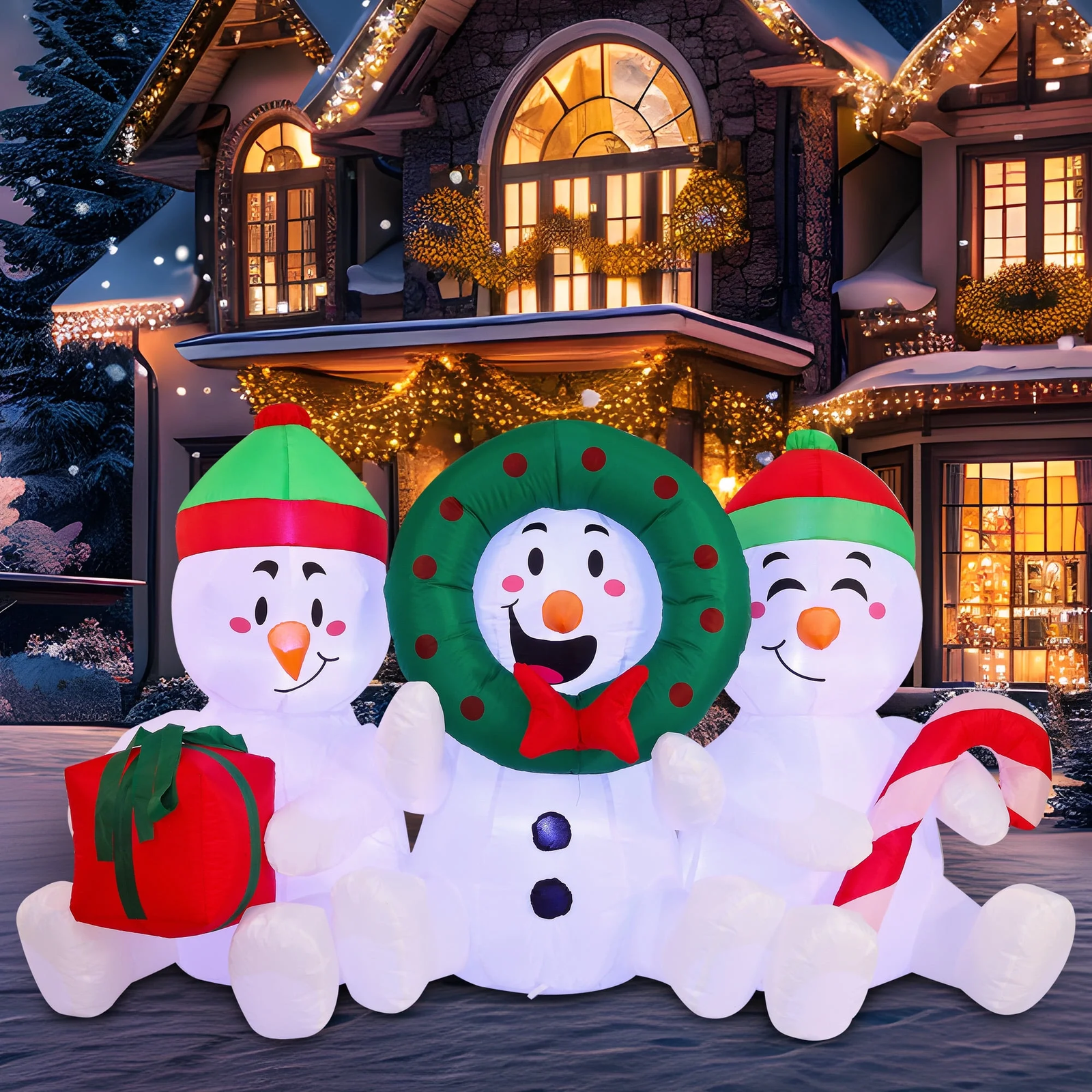 "6 FT Snowmen Trio: The Chillest Yard Party Crashers with LED Lights!" 07FC0E-D4 - KOEEK