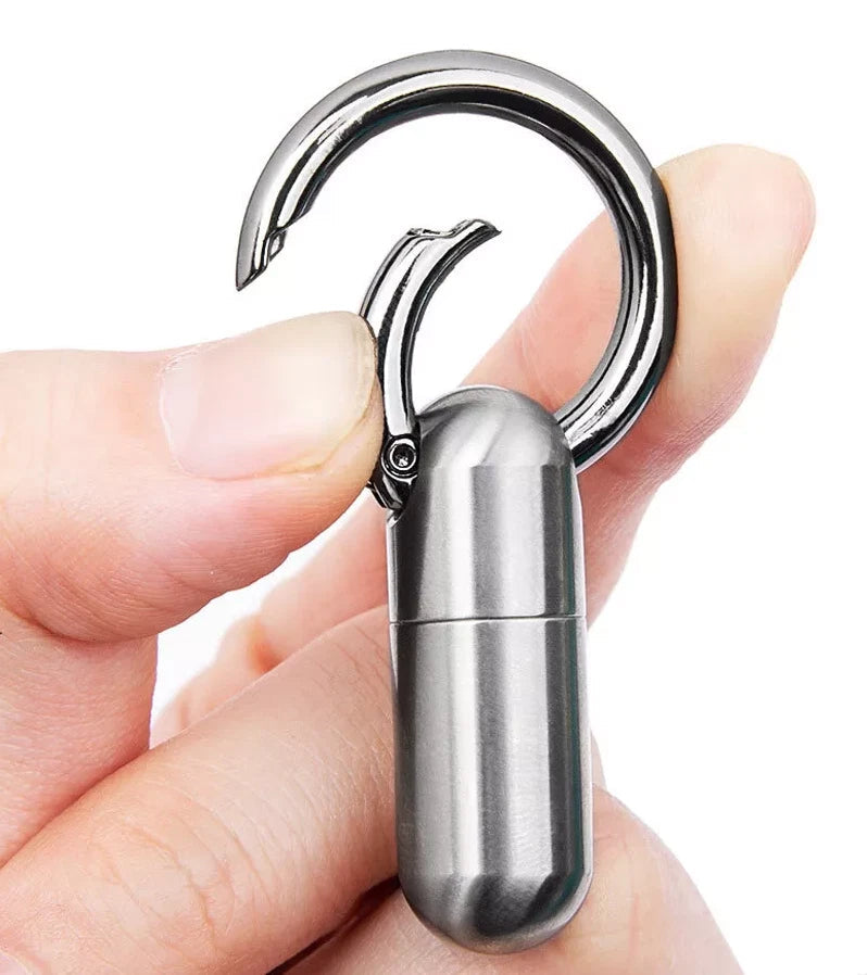 Pocket Titanium Keychain Waterproof Box Sealed Container Storage Tank w Key Ring 07FC0E-D4 - KOEEK