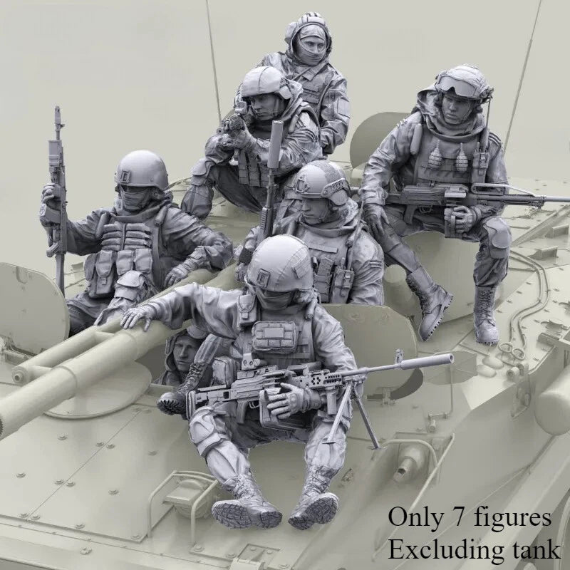 1/35 Resin Model Kit Modern Special Forces Riding 7 Figure Unassembled Unpainted 07FC0E-D4 - KOEEK