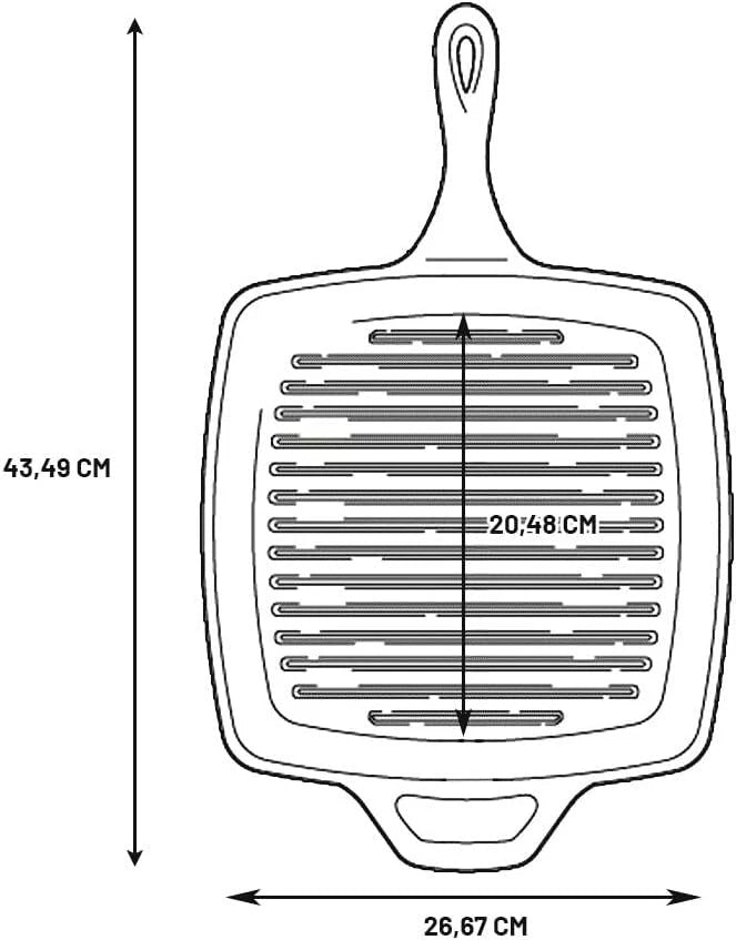 Cast Iron Square Grill Pan, Pre-Seasoned, 10.5-inch 07FC0E-D4 - KOEEK