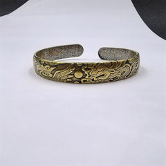 Vintage Brass Bangle Dragon Phoenix Open Copper Bracelet Chinese Style Jewelry 07FC0E-D4 - KOEEK