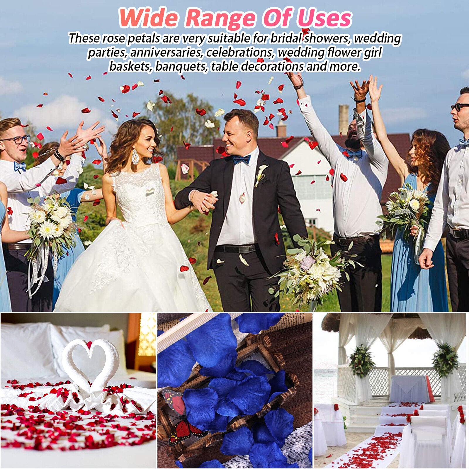 1000PCS Set Artificial Fake Rose Petals Wedding Event Romantic Night Party Decor koeek - KOEEK